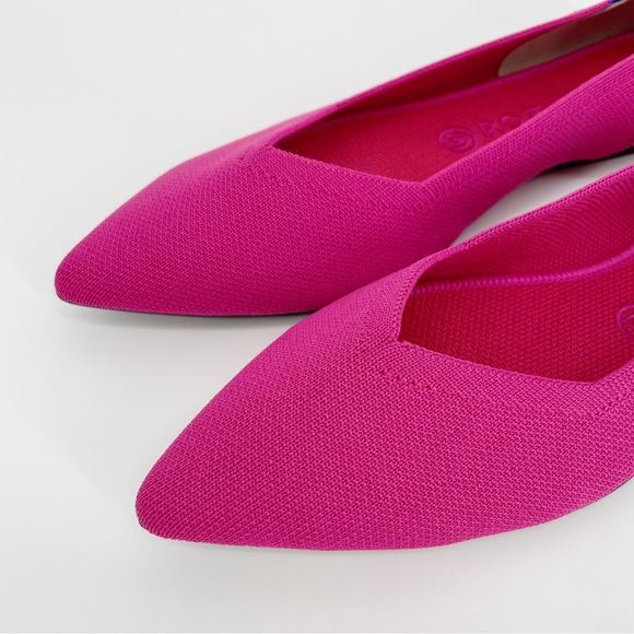 Rothy’s Berry The Point Knit Flats Orange Stripe Pointed Toe Pink - Picture 3 of 6